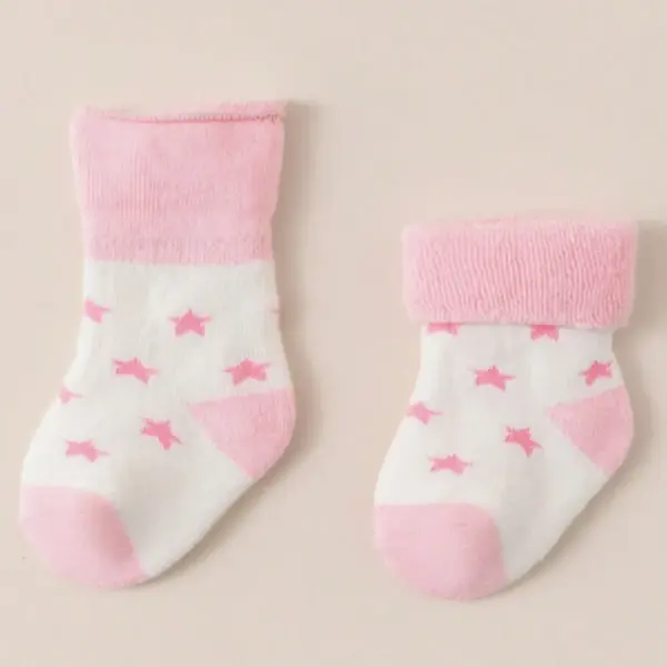 Untitled design 96 5 Pairs Newborn Cuffed Socks – Mid Calf Terry Pink Socks