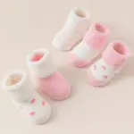 Untitled design 97 5 Pairs Newborn Cuffed Socks – Mid Calf Terry Pink Socks